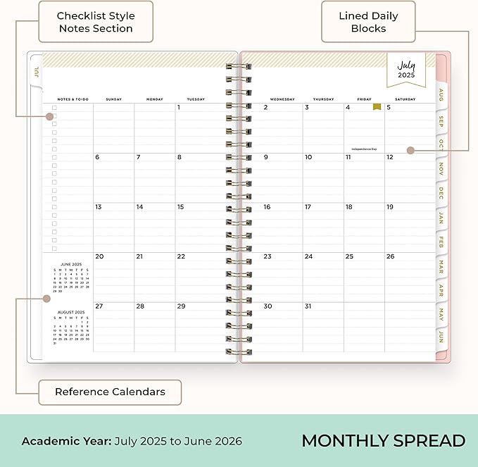 Blue Sky Day Designer 2025-2026 Weekly and Monthly Academic Year Planner Calendar, July 2025 - June 2026, 5" x 8", Flexible Cover, Wirebound, Storage Pocket, Includes Stickers, Smitten