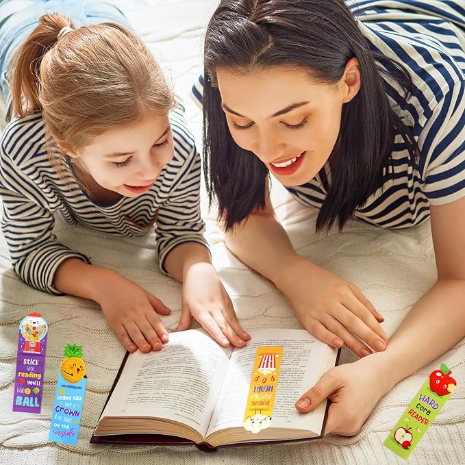 Eersida 180 Pieces Scratch and Sniff Scented Bookmarks Kids Fruit Food Theme Sayings Bookmarks Sayings Assorted Cute Scented Gifts for Students Teens Food Lovers, 10 Styles
