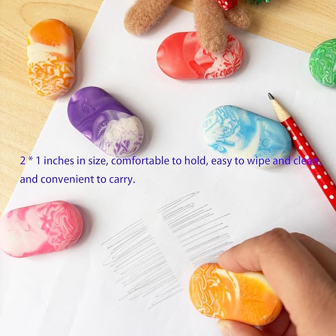 6PCS Cute Marble Erasers for Kids Bulk,Oval Fun for Classroom Back to School Party Gift (Marble Oval Erasers(6), Large)