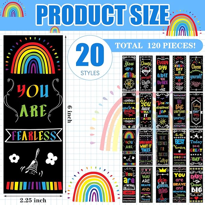 240 Pcs/120 Set Inspirational Pencil Bookmark Gift Thermochromic Color Changing Pencil Bulk with Eraser Motivational Bookmark Back to School Gifts for Kids Students Teacher Classroom Party Favors
