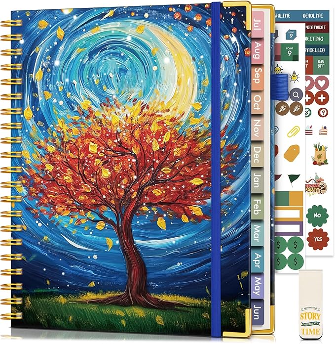 Academic Planner 2026-2027, Hardcover Weekly and Monthly Calendar Planner from July 2026 - June 2027, 8.5" x 11" A4 Large Daily Agenda with Tabs, College School Organizer for Student Teacher, Cosmic Tree of Life