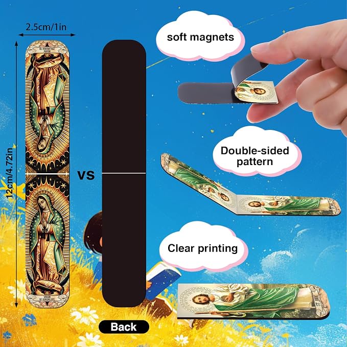 Wxiben Catholic Magnetic Bookmarks Gifts - 48 Pcs Religious Prayer Saints Magnet Book Page Markers Jesus Bible Verse Bookmark Clips Gift for Men Women Book Lovers Reading School Church Office Supplies