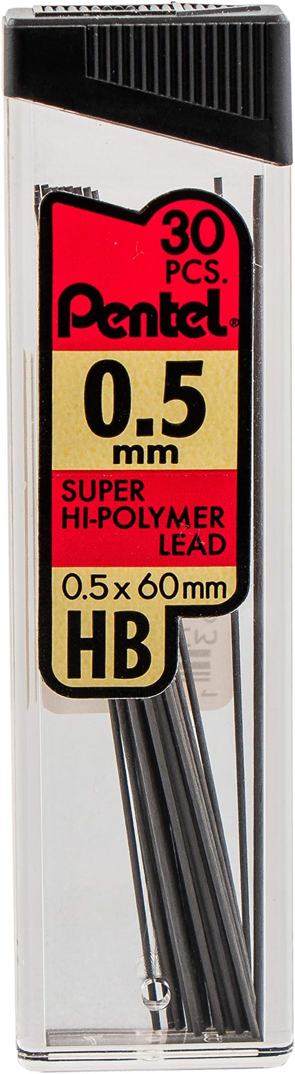 Pentel Super Hi-Polymer Refills, 0.5 mm Fine, HB, 180 Pieces of Lead (C25BPHB6), (Pack of 2)
