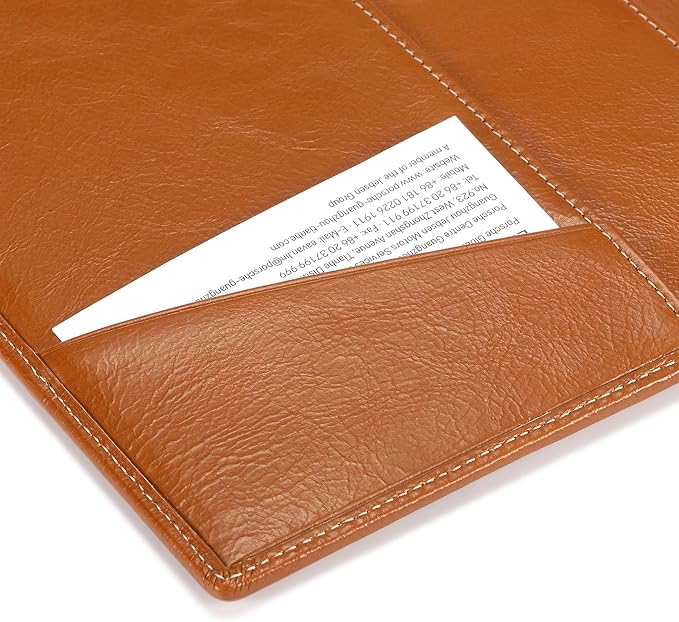Leather Junior Padfolio for Men & Women with Pen Loop, Italian Calfskin, Business Portfolio Notebook Folder (Antiqued Brown)