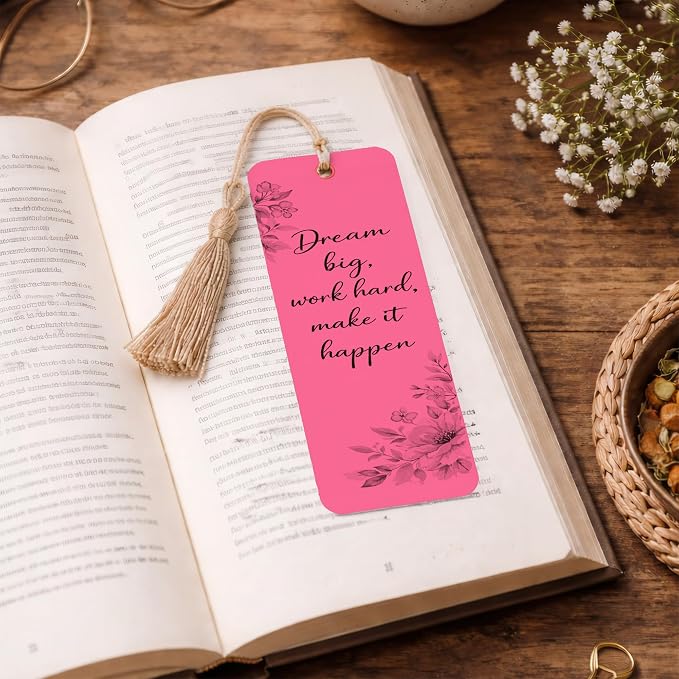 Printable Bookmarks - Blank Bookmark Printing Paper for Inkjet & Laser Printers - 2" x 6" Perforated Bookmarks 5 per Page - 25 Sheets / 125 Book Marks (Rose Pink)