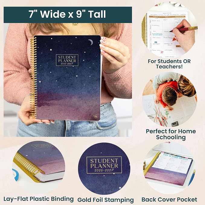 Daisy by bloom daily planners 2026-2027 Academic Year Student Planner (July 2026 - July 2027) - Elementary Through Middle School Calendar Agenda Book - 7” x 9" - Stargaze