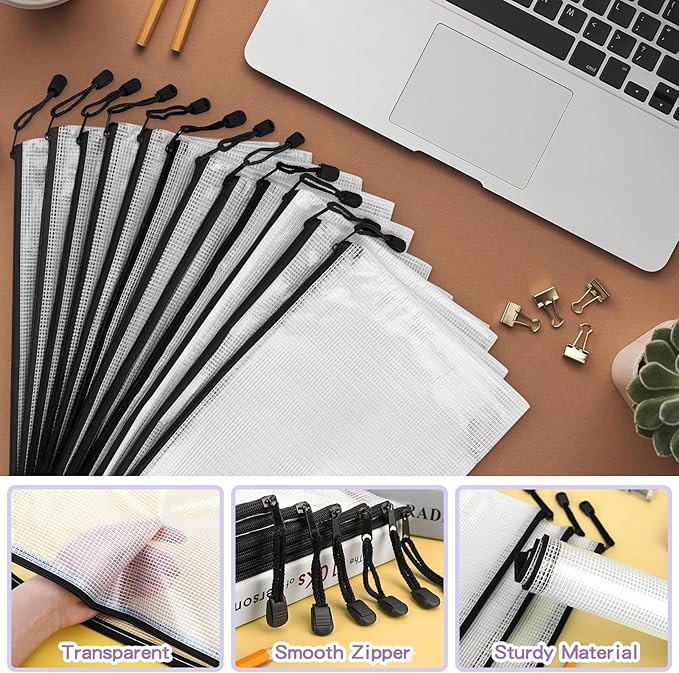 Umriox Pencil Pouches Bulk, 9.2 x 4.7 in (Black, 36 Packs), Mesh Zipper Pouch Pencil Case, Small Zipper Pouches for Bill Stationary Cosmetics Travel Storage