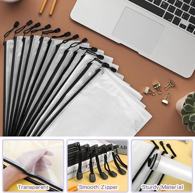 Umriox Mesh Zipper Pouch, 14.9x11.0 in (Black, 36 Packs), Zipper Bags, Board Game Storage Bags, Clear Zipper Pouches for Puzzles, Games, Cross Stitch Projects and Classroom Supplies