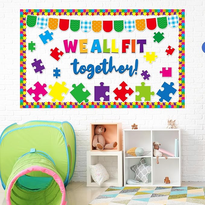 Justforjoyful Puzzle Pieces Bulletin Board Classroom Decorations Welcome Back To School Bulletin Board Puzzle Pieces Themed Classroom Decor Motivational Cutouts for School Wall Decals Decor