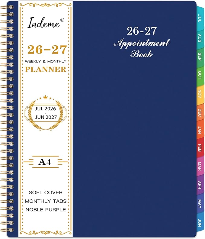 2026-2027 Weekly Appointment Book/Planner - Lager 9" x 11" Daily Hourly Planner 2026-2027, Jul 2026 - Jun 2027, Appointment Book, Monthly Tabs, Hourly Interval, Thick Paper - Blue