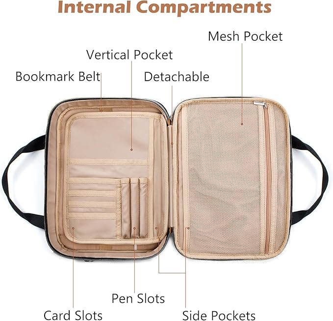 Aplufine Large Bible Case for Women-Bible Covers-Bible Carrying Case-Book Bags and Totes for Women with Detachable Shoulder Strap, Bible Gift