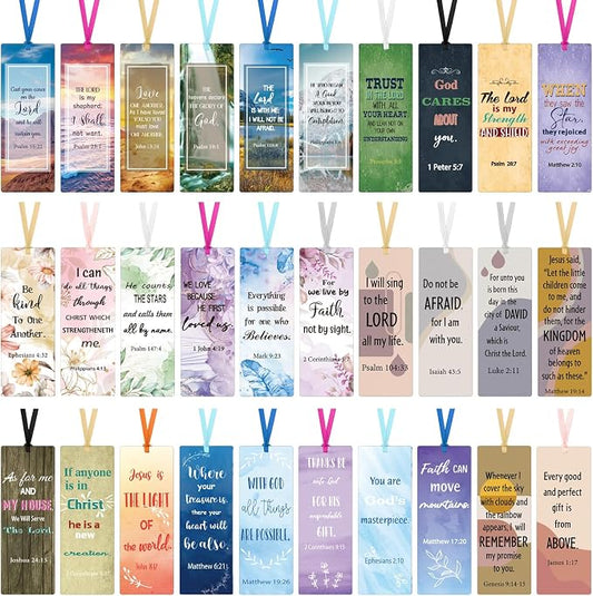Chinco 120 Pack Christian Bookmarks Bible Verse Bookmarks with Scripture Religious Inspirational Quotes Bible Cards Easter Sunday School Gifts Church Supplies(Mixed Style)