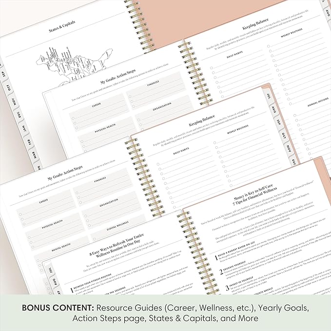 Blue Sky The Everygirl 2026-2027 Weekly and Monthly Academic Year Planner Calendar, July 2026 - June 2027, 8.5" x 11", Flexible Cover, Wirebound, Laminated Tabs, Storage Pocket, Includes Stickers, Bengala Desert Rose