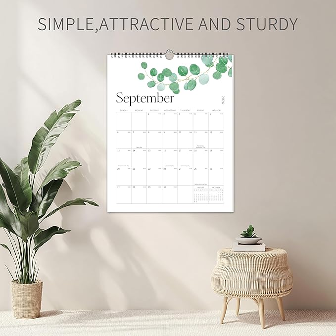 Aesthetic 2026 Wall Calendar - 12 Monthly Calendar from January 2026 to December 2026, 14.5" x 10.5", Modern Vertical Wall Hanging Calendar for Organizing & Planning, Leaves