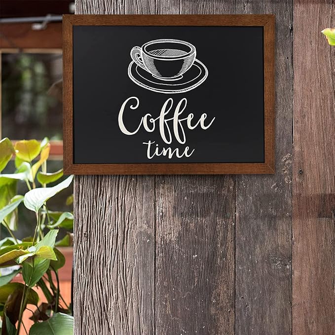 TORASO Chalkboard, Wood Frame Magnetic Chalkboard Sign, Walnut Wood Framed Chalk Board for Wedding, Kitchen, Bar, Restaurant, Menu & Home Decor, Hanging Chalkboards, 11.8" x 15.7"(BN-3040)