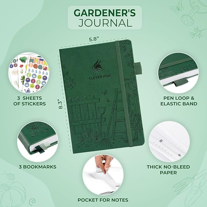 Clever Fox Gardener’s Journal – Guided Gardening Notebook to Plant Vegetables, Flowers & Herbs – 5-Year Garden Log Book for Beginners (Forest Green)