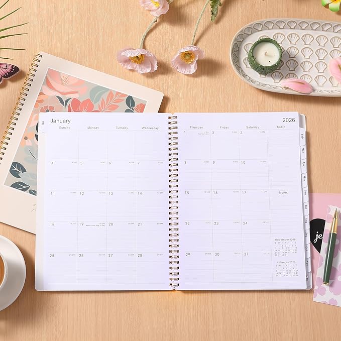 2026 Planner - Planner 2026, 2026 Planner Weekly and Monthly, Jan. 2026 - Dec. 2026, 8.5" x 11" Calendar Planner with 12 Monthly Tabs, Inner Pocket, Daily Organizer