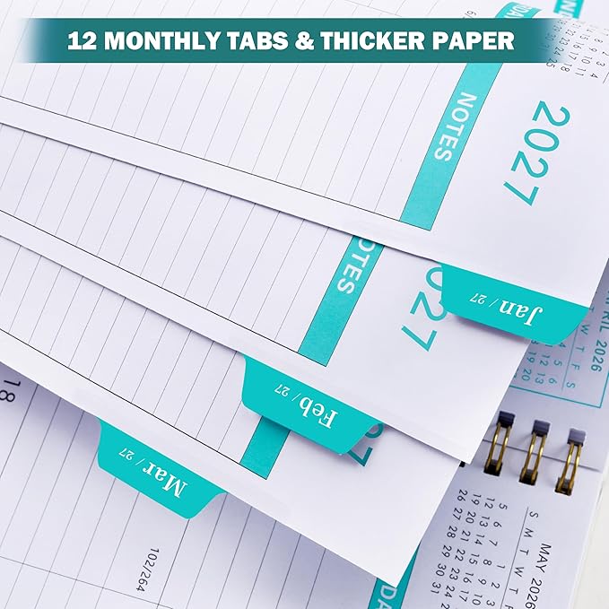 2026-2027 Monthly Planner/Calendar - July 2026 - December 2027, Monthly Planner 2026-2027, 18 Months Planner with Tabs & Note Pages, 9" x 11", Twin-Wire Binding and Two-Side Pocket, Perfect Organizer