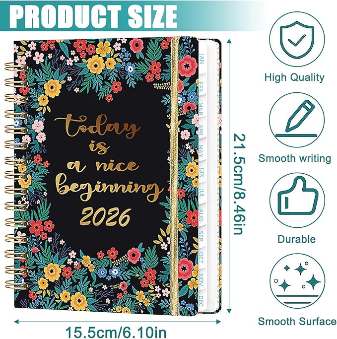 2026 Planner, Weekly and Monthly Calendar Academic Planner, Hardcover Agenda Planner, 2026 School Year Planner for Desk Accessories and School Office Supplies (Jan - Dec)