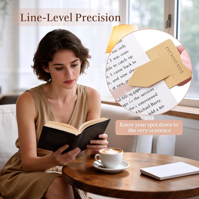 Leather Bookmark for Reading Women, ONE More Page Syndrome Bookmarks, Index Book Marks for Book Lovers, 6 Pcs Light Color Set