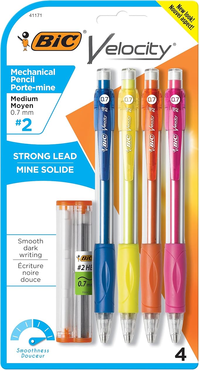 BIC Velocity Original Mechanical Pencil, Medium Point (0.7mm), 4-Count (Pack of 6)