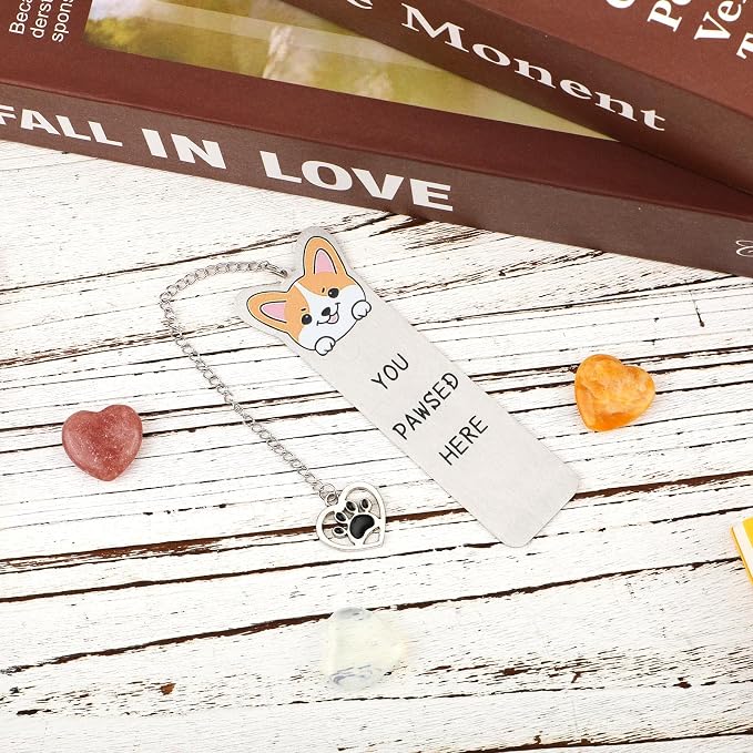 Gosknor Corgi Dog Bookmark, Cute Metal Corgi Bookmark for Women & Men, Reading & Study, Style 2