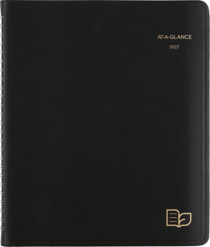 AT-A-GLANCE 2027 Appointment Book Planner, Weekly & Monthly, 7" x 8.75", Quarter-Hourly, Recycled, Black (70951G0527)