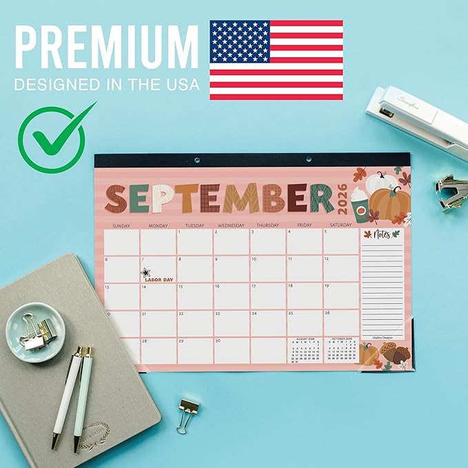 Hadley Designs Large Teacher Desk Calendar 2026-2027 - Desktop Calendar 2026, 18-Month Desk Calendars for Home, Office & Classroom, Cute Classroom Must Haves, Teacher Appreciation Gifts