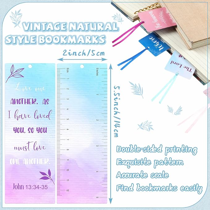 Chinco 120 Pack Christian Bookmarks Watercolor Bible Verse Bookmarks with Scripture Religious Inspirational Quotes Bible Gifts Easter Sunday School Gifts Church Supplies