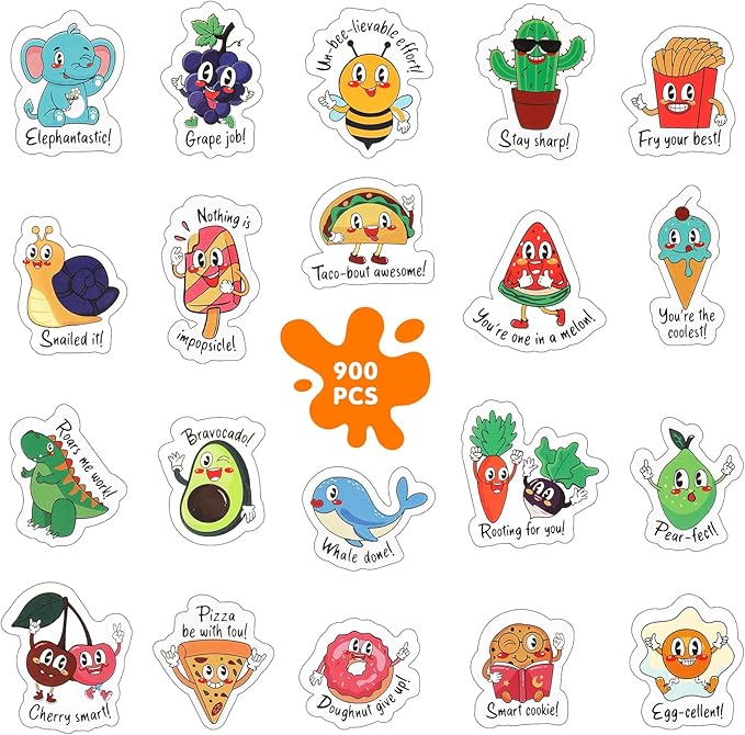 900PCS Classroom Must Haves Reward Stickers– Premium Teacher Supplies with Bulk Kids Stickers - Fun, Motivational, and Rewarding Office Products to Motivate Students and Enhance Interaction
