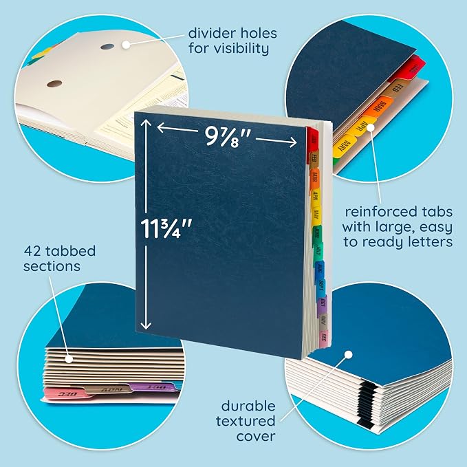 Blue Summit Expanding Monthly File Organizer, Letter Size 12 Month File Folder Organizer with Dividers, Paper Sorter for Desk and Documents (Pack of 2)