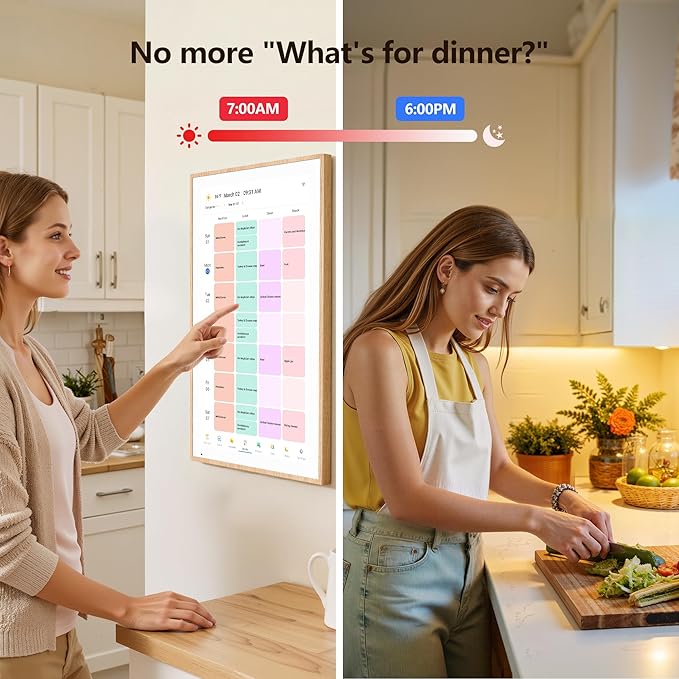 Digital Calendar, 15.6 Inch Wall Planner Electronic Calendar & Chore Chart, Smart Touchscreen Interactive Display for Family Schedules, Great for Organizing Your Routines, Wall & Desk Mountable - Best Gift for Mother's Day