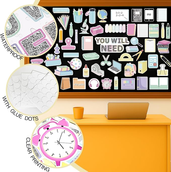 53 Pieces Supplies You Will Need Bulletin Board Set You’ll Need School Supplies Visual Supply Cards Classroom Management Tools for Teachers Elementary School Whiteboard