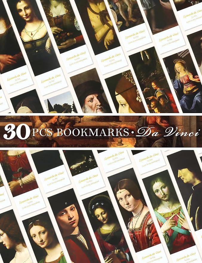 30 Pcs Paper Bookmarks, da Vinci Art Works Bookmark Bulk for Book Lovers, Aesthetic Bookmarks Set for Women Men