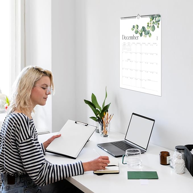 Aesthetic 2026 Wall Calendar - 12 Monthly Calendar from January 2026 to December 2026, 14.5" x 10.5", Modern Vertical Wall Hanging Calendar for Organizing & Planning, Leaves