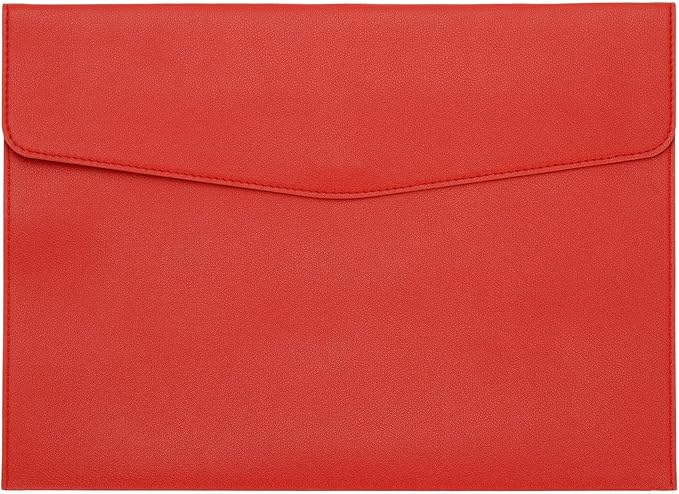 PATIKIL PU Leather A4 File Folder, Document Holder Filing Organizer Portfolio Envelope Folder Case with Snap Closure for Letter Receipt Style 2, Red