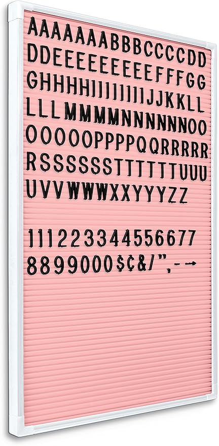 MooreCo Essential Letter Board, White Frame Pink Face, 18" x 12"W (84254)