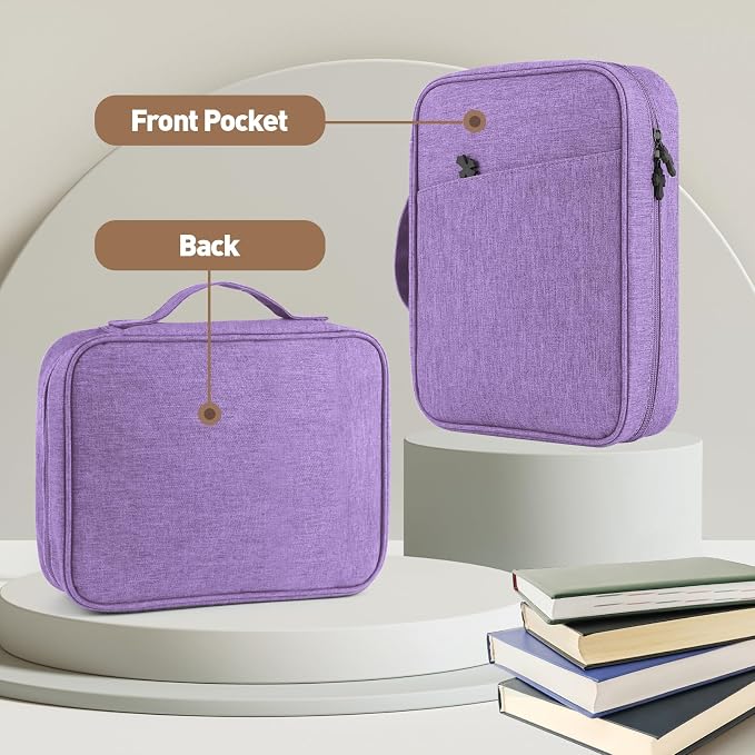 MOSLA Bible Cover Bag with for Women Men, Scripture Study Carrying Book Cover Church Bag with Handle and Pocket for Fathers Mothers Mom Kids, Catholic Church, Christian Gifts (violet, M)