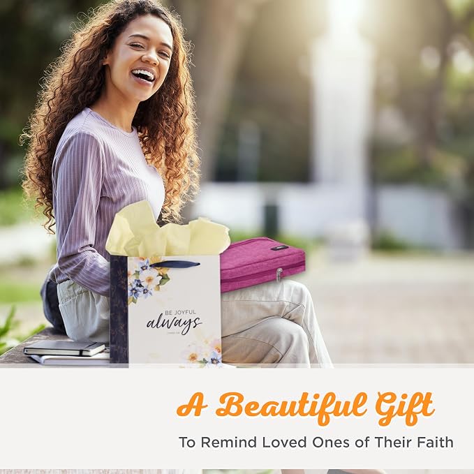 Christian Art Gifts Polyester Bible Cover for Men & Women w/Jesus Fish Patch, Secure Zipper Pocket, Pen Loops, Easy Carry Book Case for Stationery, Accessories, Pink, Small