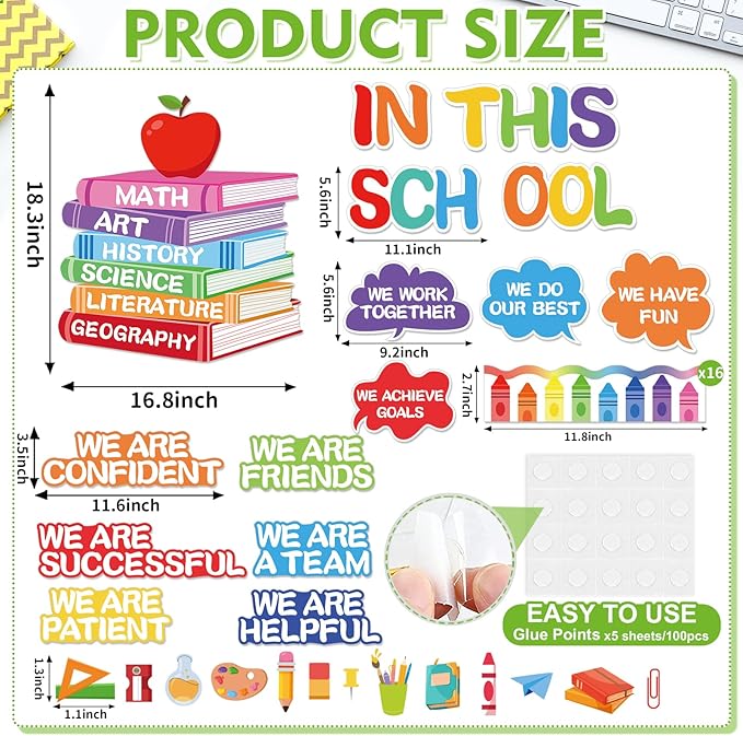 Motivational Bulletin Board Set Colorful Classroom Affirmation Station Bulletin Board in This School Cutouts Back to School Elementary Home Wall Door Decor
