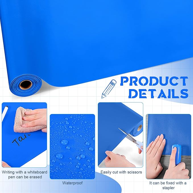 Hahafelt 16 in x 40 Ft Fabric Bulletin Board Roll Classroom Non Woven Fabric Background Decorations Waterproof Wrinkle Resistant Bulletin Board for Back to School Wall Decor(Deep Bule,Pure)