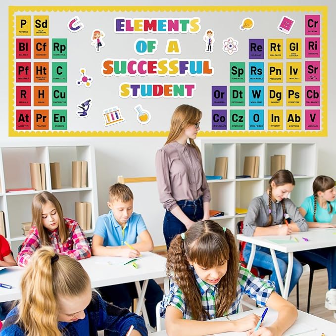 Mooliwe Science Chemistry Bulletin Board Decorations Set Chemistry Periodic Table Poster Bulletin Board Kit Paper Cutouts for Back to School Classroom Laboratory Home Wall Door Decor Supplies