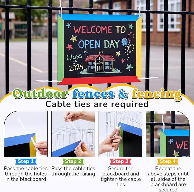 MotiMind 1 Pcs Giant Outdoor Chalkboard for Kids Suitable Indoor and Outdoor Use, Weatherproof Large Black Chalkboard Panels for Wall Back to School Decorations (Color Border)