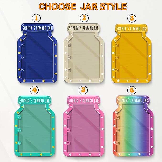 Personalized Magnetic Reward Jar Colorful for Kids Potty Training Star Smile Heart Tokens Good Behavior System Toddler Reward Routine Tool Back to School Gifts for Boys Girls Classroom & Home Décor