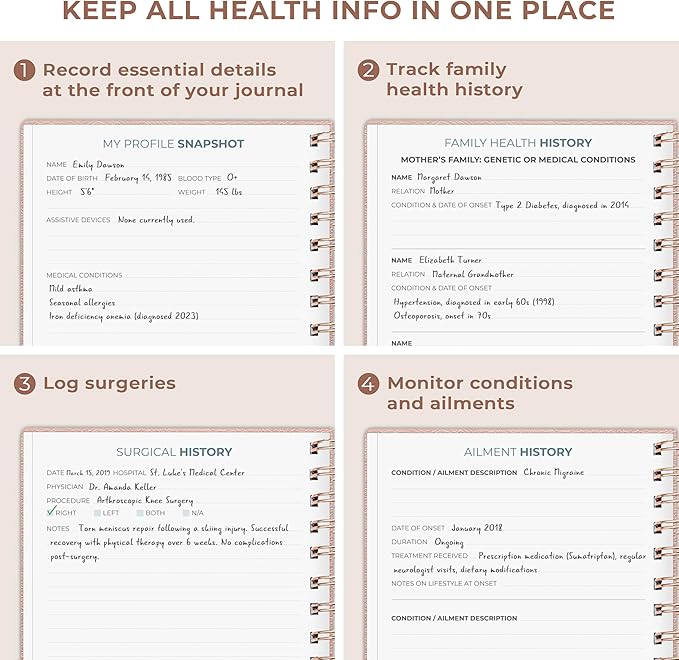 Clever Fox Personal Health Record Keeper – Medical Care Planner – Wellness & Medication Tracker Journal for Patients – Organizer Notebook, Daily Tracking Log Book & Appointment Diary (Rose Gold)