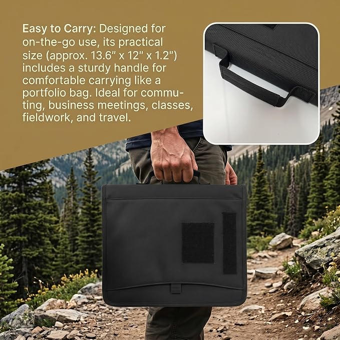 Tactical Notebook Cover, A4 Padfolio with Detachable 3-Ring Ring Binder, Multi-Pocket Organizer & Hand Strap, Zippered Hardcase Planner (Black, A4(13.8 x 12 inches))