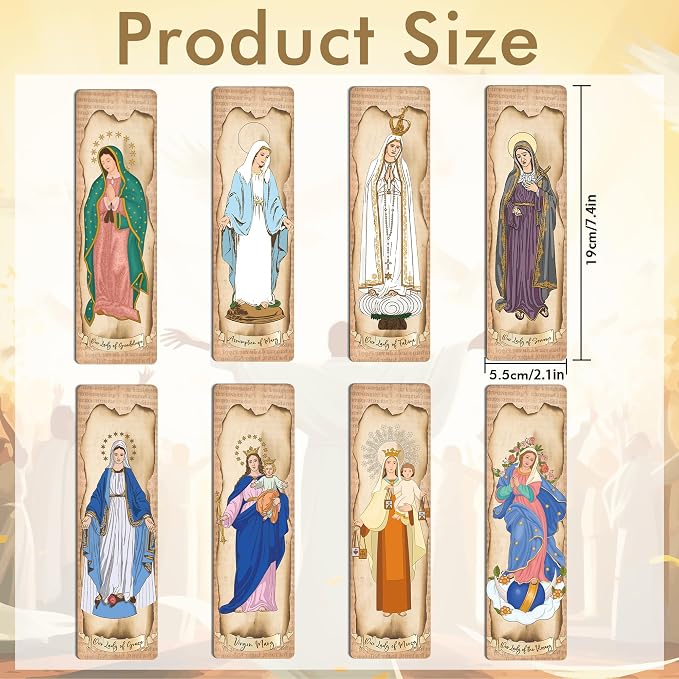 Religious Bible Catholic Bookmarks, 48 Pcs Virgin Mary Christian Book Markers, Scripture Bible Study Gifts for Women Men Book Lovers