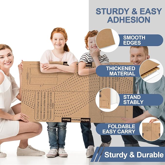 Rsgift 48 x 36 Tri-fold Poster Boards,Premium Corrugated Presentation Boards with Double Sided Tapes,Display Boards for School Project,Exhibitions,Business Presentation(4 Packs)