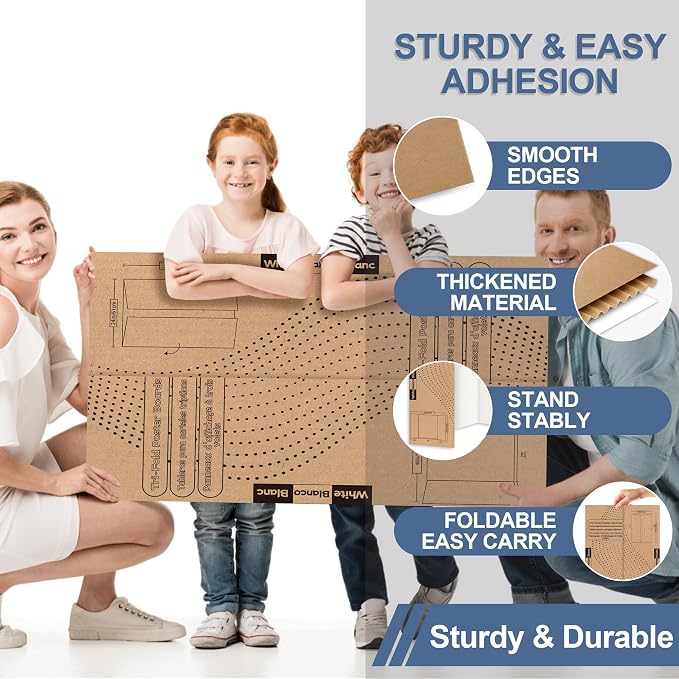Rsgift 36" x 48" Large Trifold Poster Board, Premium Corrugated Presentation Boards, Display Boards for Science Fairs, School Projects, Event Displays, and Business Presentation(4 Packs)