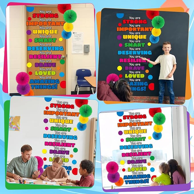 3D Colorful Classroom Door Decorations Affirmation Station Positive Saying Accent Cutouts Motivational You are Door Bulletin Board Set for Back to School Classroom Office Home Wall Doors Supplies